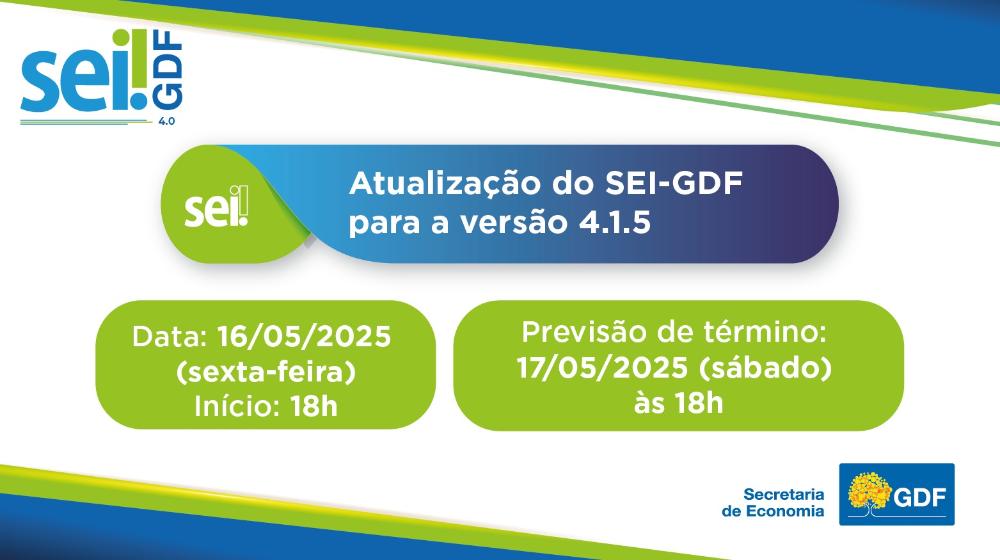 Capa da notícia: SEI será atualizado para a versão 4.1.5 nesta sexta-feira (16/5)